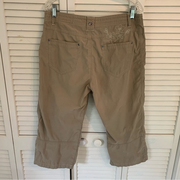 Kuhl Mountain Culture Women's 10 Khaki Capris Cropped Pants Embroidered Outdoor - Picture 8 of 16